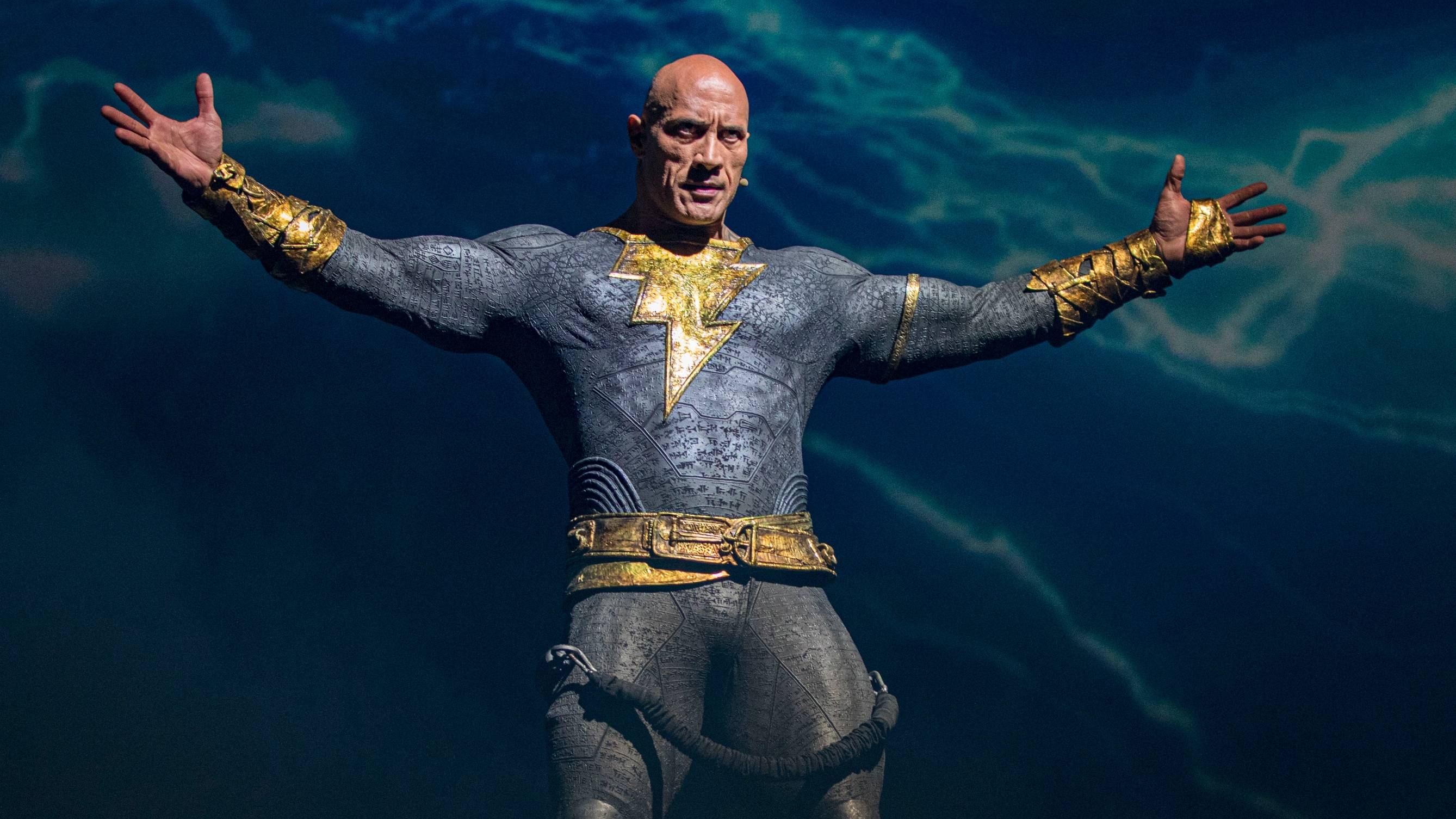Dwayne "The Rock" Johnson at the Warner Brothers panel promoting his upcoming film "Black Adam" at 2022 Comic-Con on July 23, 2022.