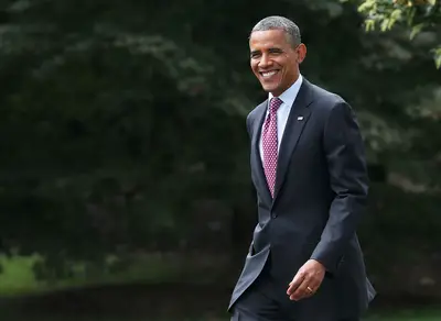 Let's Do This Again! - A smiling president departs the White House on Sept. 5, 2012, for Charlotte, North Carolina, where he will officially accept his presidential nomination at the 46th Democratic National Convention.  (Photo: Mark Wilson/Getty Images)