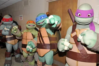 Go, Ninja, Go Ninja, Go! - The notion of the Teenage Mutant Ninja Turtles attending the BET Hip Hop Awards might seem dismissable at first, but they may very well be one of the most hip hop franchises in TV history. Case in point, two of their foes went by the names Bebop and Rocksteady, and the movie Teenage Mutant Ninja Turtles II: Secret of the Ooze featured a performance by Vanilla Ice where he introduced us to the campy hit "The Ninja Rap."&nbsp;(Photo: Moses Robinson/Getty Images for BET)