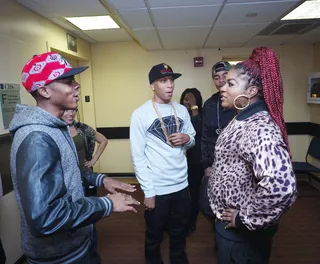 Wavy - The Rangers talk to Ester Dean outside the green room at 106 &amp; Park, September 26, 2012. (photo: John Ricard / BET).