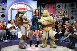 Rocsi Fighting Crime - Rocsi Diaz reveals her new boyfriend to be Rafael from the Teenage Mutant Ninja Turtles at 106 &amp; Park, September 26, 2012. (photo: John Ricard / BET).
