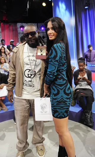 Love It - T-Pain and Rocsi Diaz at 106 &amp; Park, September 26, 2012. (photo: John Ricard / BET).