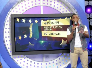 Kevin Thompson - Kevin Thompson reminds everyone that the last day to register to vote in Mississippi is October 6 at 106 &amp; Park, September 26, 2012. (photo: John Ricard / BET).