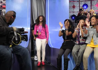 Drum Roll Please - Claressa Shields takes the stage at 106 &amp; Park, September 26, 2012. (photo: John Ricard / BET).