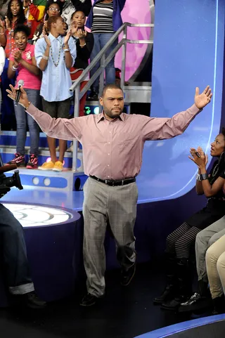 Lets Do This - Anthony Anderson walks on set as the sounds of Notorious B.I.G. "One More Chance" plays at 106 &amp; Park, September 26, 2012. (photo: John Ricard / BET).