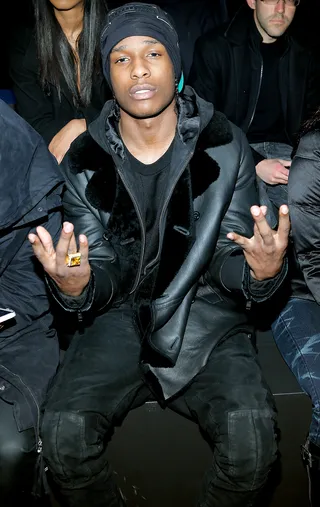 All Black Everything - Who said Fashion Week is just for the ladies? Harlem rapper A$AP Rocky went for a monochromatic look while taking in the Y-3 show.   (Photo: Jemal Countess/Getty Images for Y-3)