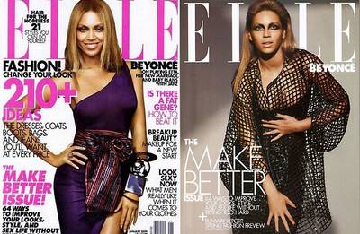 Sasha Fierce vs. Beyoncé - One cover for the January 2009 issue wasn't enough. Elle issued two, one with sweet Beyoncé and the other with her edgy alter ego, Sasha Fierce.  (Photo: ELLE Magazine)