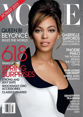 Who Run the World? - Wife. Mother. Businesswoman. It's befitting for King Bey to grace this year's March cover of Vogue's power issue in a classy Givenchy gown.  By Patrice J. Williams   Get ready for the BET Experience, featuring Beyoncé and many more. Go here for more details and info on how to buy tickets.&nbsp;   (Photo: Vogue Magazine)