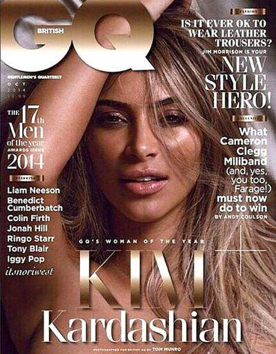 Kim Kardashian&nbsp;on British GQ - Smoldering gaze, dewy, supple skin...yep, Kim K. has bombshell down to a T. And it?s perfectly fitting as British&nbsp;GQ has&nbsp;named her Woman of the Year.  (Photo: GQ Magazine, October 2014)