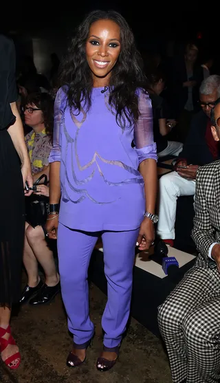 June Ambrose - The celebrity stylist serves monochromatic madness during NYFW! She attends the DKNY 30th Anniversary fashion show wearing this all-purple ensemble.(Photo: Cindy Ord/Getty Images for Mercedes-Benz Fashion Week)