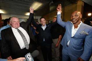 Unusal Politics - Legendary boxer&nbsp;Mike Tyson&nbsp;meets controversial Toronto Mayor Rob Ford and later says he is the greatest mayor in the Canadian city's history.(Photo: Sun Media / Splash News)