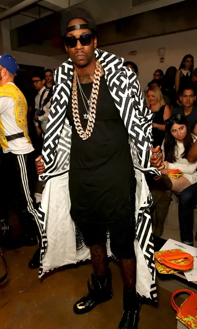 Fedz Watchin' - We know why 2 Chainz stays fresh as hell! Check out the stylish MC front row at the Jeremy Scott fashion show during MADE Fashion Week Spring 2015 at Milk Studios in New York City. (Photo: Chelsea Lauren/Getty Images)