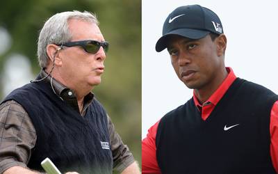 Fuzzy Zoeller Tells Tiger Woods Not to Serve Fried Chicken at Masters Tournament - Golfer Fuzzy Zoeller chose the 1997 Masters Tournament, in which a 21-year-old Tiger Woods made history by winning it, to formally welcome Tiger to the PGA. &quot;He's doing quite well, pretty impressive,? Zoeller started telling a crowd of reporters, including CNN. ?That little boy is driving well and he's putting well. He's doing everything it takes to win. So, you know what you guys do when he gets in here? You pat him on the back and say congratulations and enjoy it and tell him not to serve fried chicken next year. Got it.&quot; Wait?what? Zoeller later apologized to Tiger, and the younger golfer accepted.(Photos from left: Harry How/Getty Images, Stuart Franklin/Getty Images)