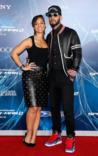 A Night at the Movies - Alicia Keys and hubby&nbsp;Swizz Beatz attend The Amazing Spider-Man 2 premiere at the Ziegfeld Theater in New York City. (Photo: Jemal Countess/Getty Images)