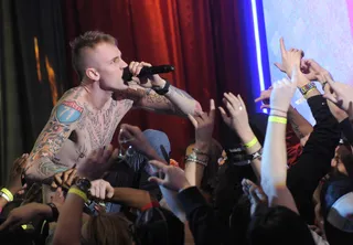 Move the Crowd - Machine Gun Kelly performs "Wild Boy" at 106 &amp; Park, February 10, 2012. (Photo: John Ricard / BET)