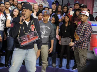 Game Over - Freestyle Friday challenger Rock Coogi TBG delivers his best in round two at 106 &amp; Park, February 10, 2012. (Photo: John Ricard / BET)