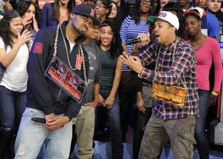 Silly Rabbit - Freestyle Friday champion Spades goes in on Rock Coogi TBG at 106 &amp; Park, February 10, 2012. (Photo: John Ricard / BET)