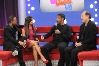 Check This Out - Terrence J and Rocsi Diaz with Denzel Washington and Rubén Blades  at 106 &amp; Park, February 7, 2012. (Photo: John Ricard / BET)