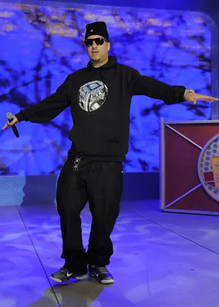 Too Fly - French Montana sound checks at 106 &amp; Park, February 7, 2012. (Photo: John Ricard / BET)