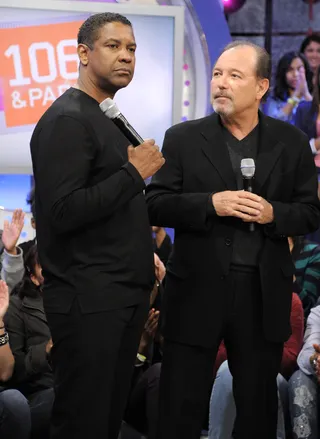That's a Thought - Denzel Washington and Rubén Blades at 106 &amp; Park, February 7, 2012.&nbsp; (Photo: John Ricard / BET)