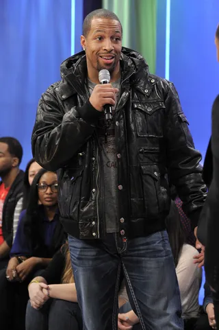 It Was Great! - Michael Boley of the NY Giants at 106 &amp; Park, February 7, 2012. (Photo: John Ricard / BET)