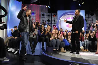 Fresh Off the Superbowl - Michael Boley of the NY Giants takes the stage at 106 &amp; Park, February 7, 2012. (Photo: John Ricard / BET)