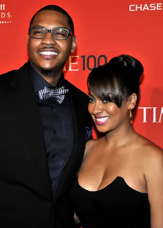 Carmelo Anthony + LaLa Anthony = CarmeLa - Easily one of the NBA's favorite couples.&nbsp; (Photo: Fernando Leon/PictureGroup)