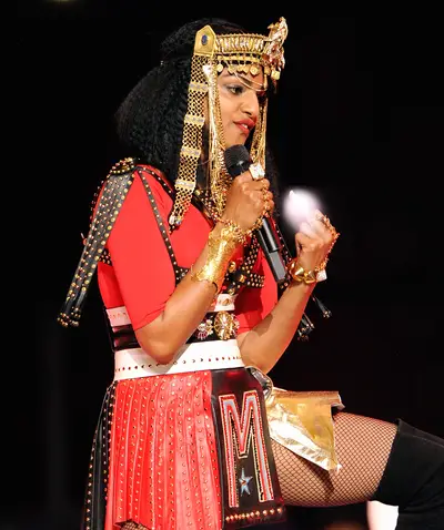 Did M.I.A. Really Do That? - Singer M.I.A. seem to have had a middle-finger malfunction during her portion of the halftime show.(Photo:&nbsp; Kevin Mazur/WireImage)