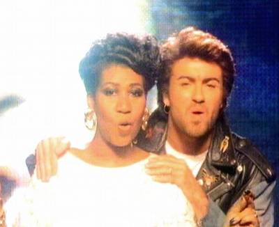 'I Knew You Were Waiting for Me' – George Micheal, Featuring Aretha Franklin - When this British sex symbol teamed up with one of his favorite artists, an American R&amp;B diva, it heated up the 1987 charts in both the U.K. and the U.S. In fact, it took the top spot on both sides of the pond.(Photo: Arista Records)
