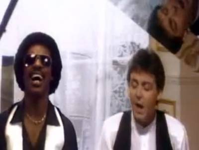 'Ebony and Ivory' – Paul McCartney, Featuring Stevie Wonder - This endearing song about piano keys and racial harmony went No. 1 in the U.K. and in the U.S., where it stayed at the top spot for seven weeks and was the fourth biggest hit of 1982. It also marked the first time that one of the famed Beatles landed on the Billboard R&amp;B chart.(Photo:&nbsp;Columbia Records)