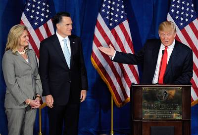 Donald Trump - ?Mitt is tough, he?s smart, he?s not going to allow bad things to happen to this country that we all love. So Gov. Romney, go out and get ?em. You can do it,? said Donald Trump in his endorsement of Romney?s presidential bid.(Photo: Ethan Miller/Getty Images)
