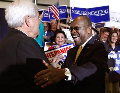 Herman Cain - I had it in my heart and mind a long time,? said Herman Cain of his endorsement of Newt Gingrich. ?Speaker Gingrich is a patriot. Speaker Gingrich is not afraid of bold ideas.?(Photo: Chip Somodevilla/Getty Images)