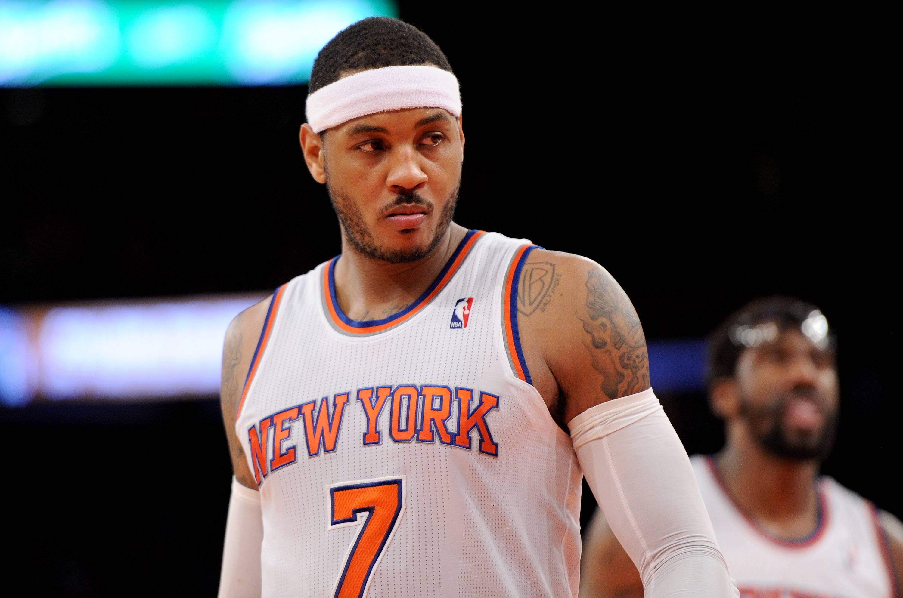 New York Knicks Tyson Chandler has his jersey pulled down while trying to  score under the basket in the second half against the Los Angeles Clippers  at Madison Square Garden in New