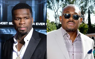 50 Cent on Steve Stoute trying to talk him out of signing to Eminem's Shady Aftermath label:&nbsp; - &quot;He was like 'Look, don't do the deal with the white boy.'&quot;  (Photos from left: Evan Agostini/Invision/AP, File, Larry Busacca/Getty Images)