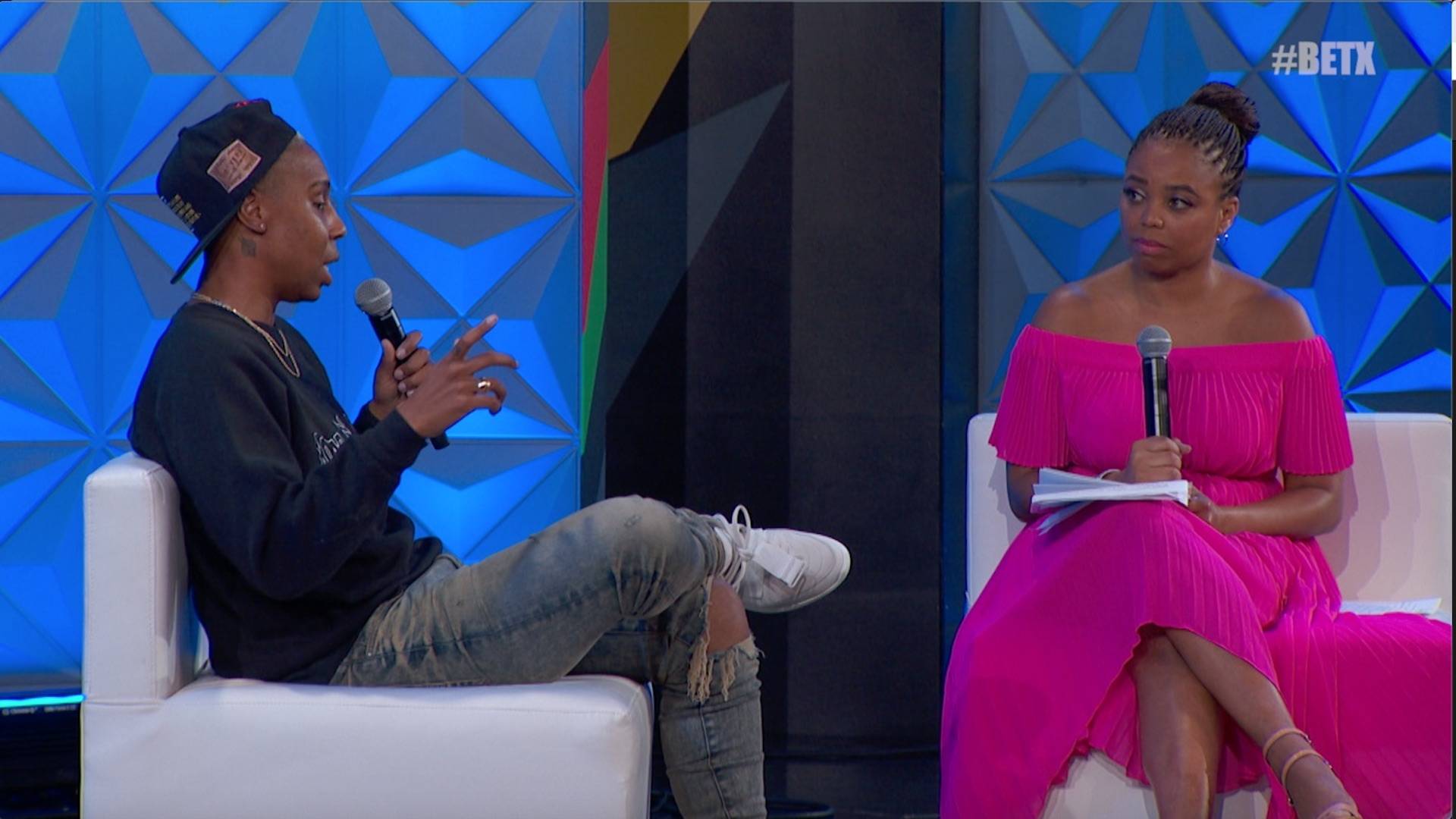 Lena Waithe Chats About Boomerang with Jamele Hill during Genius Talks, at the BET Experience 2019.