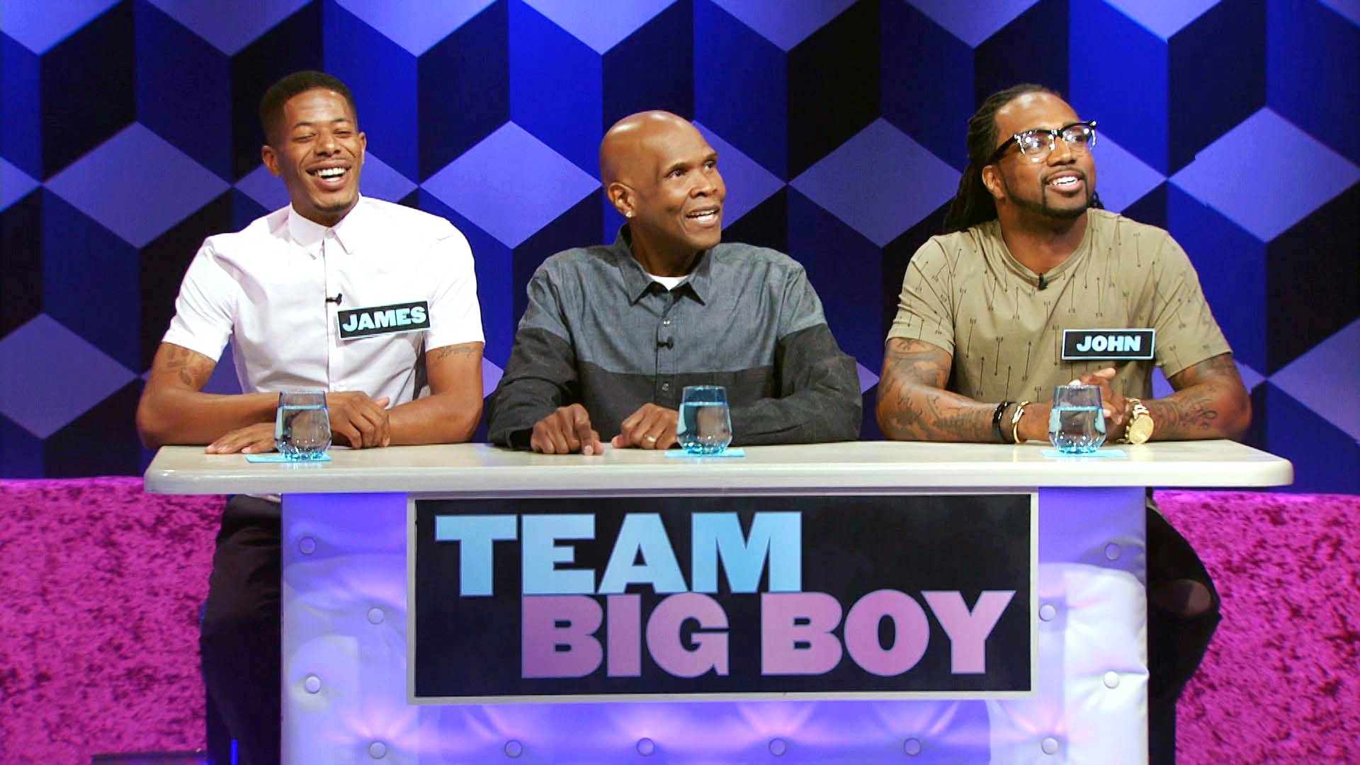 Radio host/actor Big Boy and his team on episode 110 of BET's New game show Face Value.