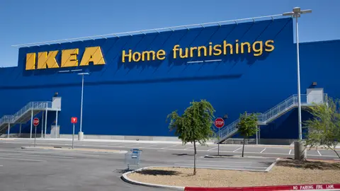 LAS VEGAS, NV - MAY 06:  The blue exterior of an IKEA home furnishings superstore is viewed on May 6, 2019 in Las Vegas, Nevada. As temperatures begin to heat up, millions of visitors from all over the world flock to this desert city to participate in a convention, and enjoy the live shows, the food, the gambling, and people watching. (Photo by George Rose/Getty Images)