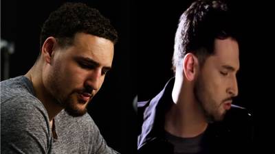 They Even Have the Same Broody Look - Klay is in his feelings about losing to the Oklahoma City Thunder in game four of the Western Conference Finals, and Jon B is in his feelings for his &quot;Only One&quot; music video.(Photos from left: J Pat Carter/Getty Images, Vibezelect Inc)