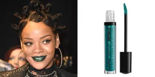 Rihanna - Rihanna looks ready for space with her out of this world galactic lip color. Get her look with NYX's&nbsp;Cosmic Metals Lips Crème in Electromagent ($7.50).(Photos from left: Jason Merritt/Getty Images for Clear Channel, NYX Cosmetics)&nbsp;