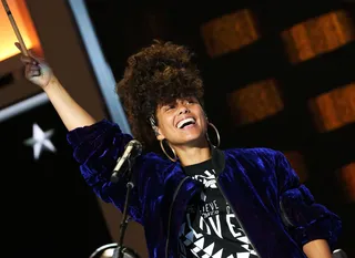 Alicia Keys @aliciakeys - This week's Democratic National Convention gushed girl power. Opening for Hillary Clinton's surprise appearance was the barefaced songstress who vowed in a recent essay for Lenny Letter to go make-free, rallying for self-acceptance, and is living up to her powerful statement.(Photo:&nbsp;Paul Morigi/WireImage)&nbsp;