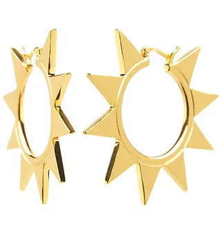 Eddie Borgo Triangle Hoop Earrings - Statement gold hoops are essential. Period. Bag ‘em!  (Photo: Kirnaza Bete)