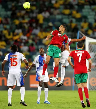 Morrocco vs. Cape Verde - Younes Belhanda of Morocco heads the ball away during the match between Morocco and Cape Verde Islands on Jan. 23. The teams tied 1-1.(Photo: Anesh Debiky/Gallo Images/Getty Images)