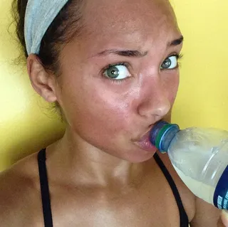 Logan Browning @loganlaurice - &quot;How I look after a run.. Don't let these h**s #instaSCAM you ..and then I ate grits&quot;The Hit the Floor actress keeps it real for the 'gram. You might look a tad crazy while working out, but your body will thank you for it! (Photo: Logan Laurice via Instagram)