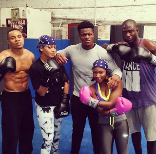 Naturi Naughton @naturi4real - "AMAZING Boxing Workout w/ trainer @Hollywoodhino #Powerfam held it down @lala @rotimimusic @therealsinquawalls #keepittight #soreAlready #Champ"  Girls who box are not only tough, they have #snatched bodies, too. If you’re intimidated to hit a class alone, grab a girlfriend and go together like Power stars La La Anthony and Naturi.  (Photo: Naturi Naughton via Instagram)