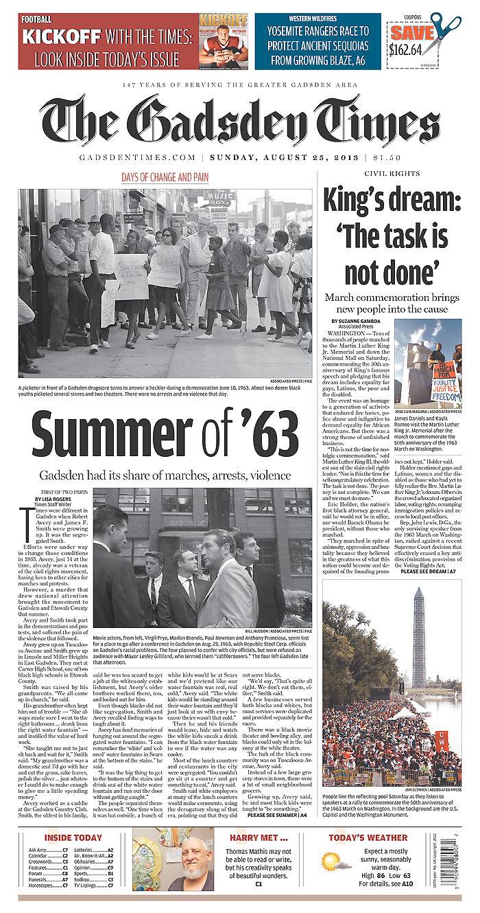 The Gadsden Times (Alabama) Image 6 from March on Washington Is Front