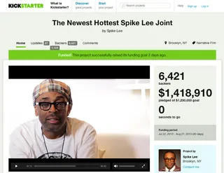 New Spike Lee Joint - With the help of friends, fans and organizations, filmmaker Spike Lee raised $1.4 million in 30 days with Kickstarter to fund his forthcoming film. While Lee faced criticism for asking fans to contribute to his film budget, he defended his project, saying that donors would get perks based on the amount donated, including dinner and courtside Knicks tickets.(Photo: Spike Lee via KickStarter)