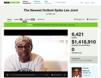 New Spike Lee Joint - With the help of friends, fans and organizations, filmmaker Spike Lee raised $1.4 million in 30 days with Kickstarter to fund his forthcoming film. While Lee faced criticism for asking fans to contribute to his film budget, he defended his project, saying that donors would get perks based on the amount donated, including dinner and courtside Knicks tickets.(Photo: Spike Lee via KickStarter)