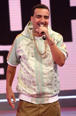 Ha Ha - French Montana gets a laugh on 106. (Photo: Bennett Raglin/BET/Getty Images for BET)