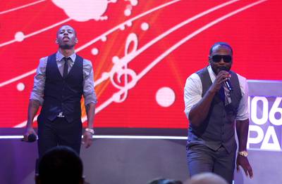 Own the Stage - Wild Out Wednesday contestants A-Way &amp; Ra perform during 106 &amp; Park.(Photo: Bennett Raglin/BET/Getty Images for BET)