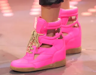 Pink Pumps - Keshia Chante rocks some high heel sneaks. (Photo:&nbsp; Bennett Raglin/BET/Getty Images for BET)